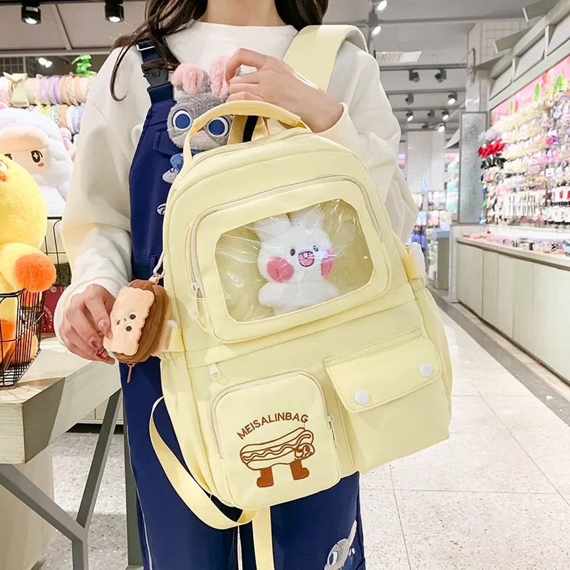 Alcohol Dragon Nylon Backpack Regular Unisex Ecru/Yellow/Blue/Black-3