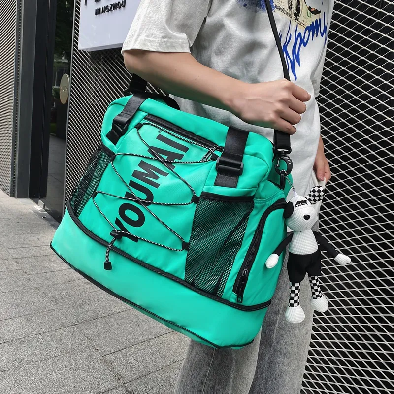 PULUWIRR Nylon Travel Bag Large Size Unisex Turquoise/Army Green/Pink/Black/Red/Yellow/Khaki-1