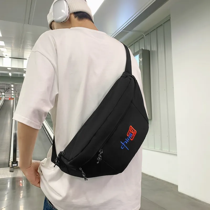 Alcohol Dragon Nylon Crossbody One Shoulder Sling Bags Regular Unisex Black/White/Blue-11