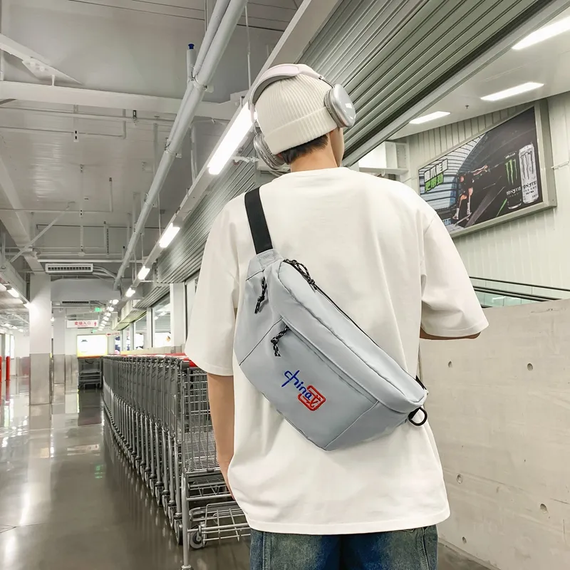 Alcohol Dragon Nylon Crossbody One Shoulder Sling Bags Regular Unisex Black/White/Blue-4