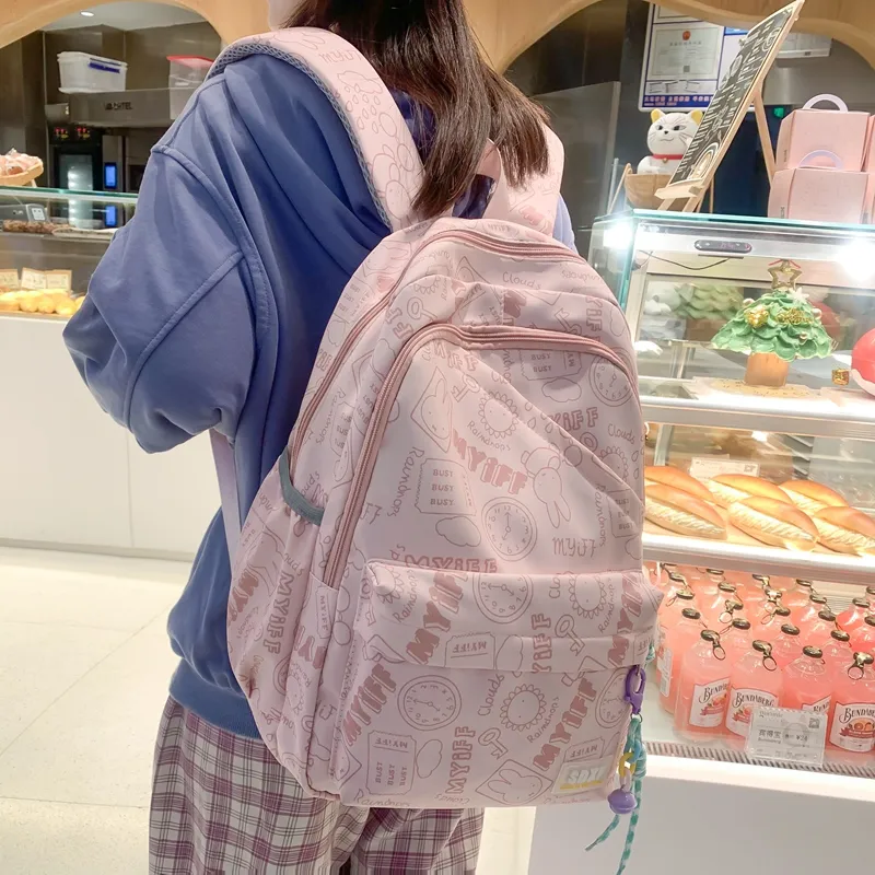 Alcohol Dragon Nylon Backpack Regular Women's Multicolor-16