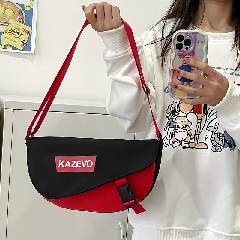 Alcohol Dragon Nylon Shoulder Bag, Crossbody Bag Regular Unisex Gray & Orange/Black & Red/Khaki & White/White & Black-33
