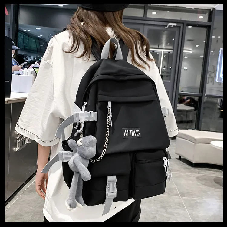 Alcohol Dragon Nylon Backpack Unisex Black/Red & White/Blue & White-5