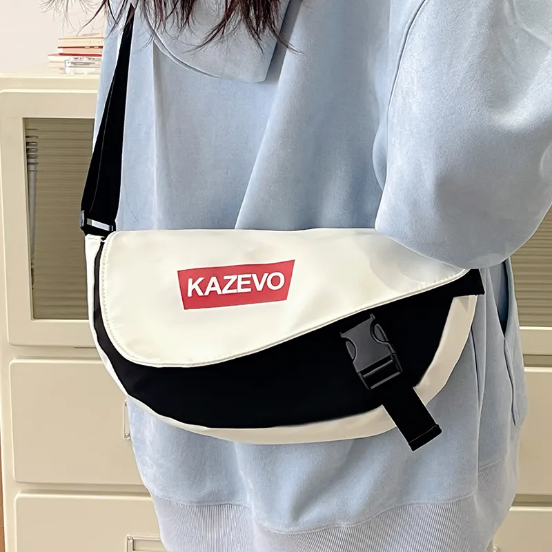 Alcohol Dragon Nylon Shoulder Bag, Crossbody Bag Regular Unisex Gray & Orange/Black & Red/Khaki & White/White & Black-23