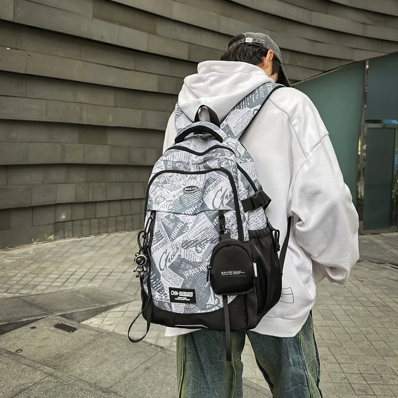 Alcohol Dragon Nylon Backpack Unisex Multicolor-27