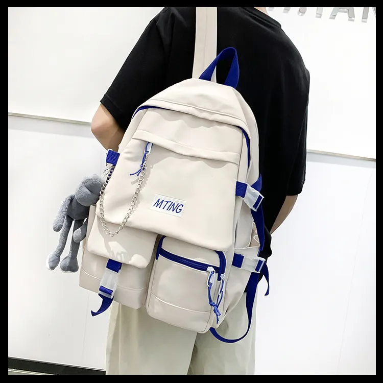 Alcohol Dragon Nylon Backpack Unisex Black/Red & White/Blue & White-12