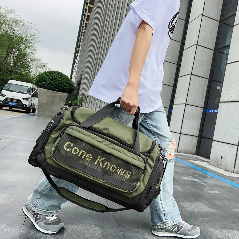 Alcohol Dragon Nylon With Mesh Travel Bag Regular Unisex Black/Gray/Green-4