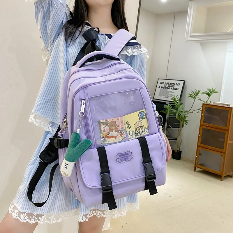 Alcohol Dragon Nylon Backpack Regular Unisex Green/Black/Pink/Purple-4