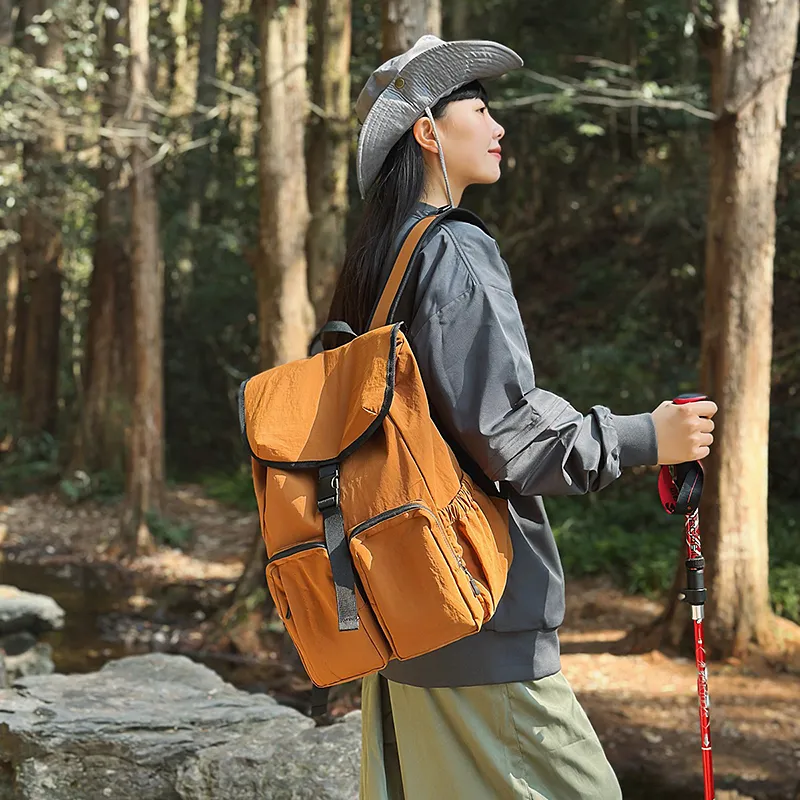 Alcohol Dragon Nylon Backpack Unisex Black/Orange/Khaki-9
