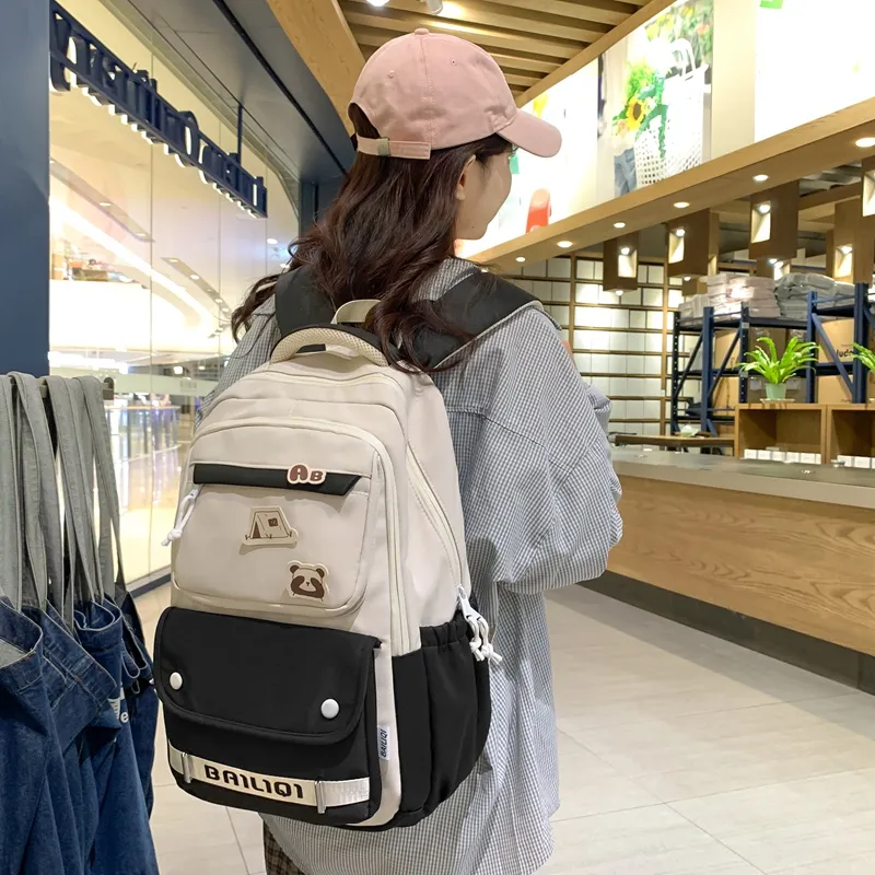 Alcohol Dragon Nylon Backpack Women's Multicolor-5