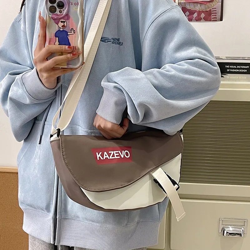 Alcohol Dragon Nylon Shoulder Bag, Crossbody Bag Regular Unisex Gray & Orange/Black & Red/Khaki & White/White & Black-13