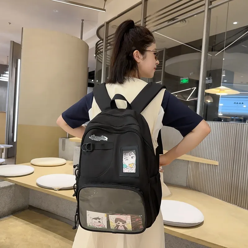 Alcohol Dragon Nylon Backpack Regular Women's Multicolor-5