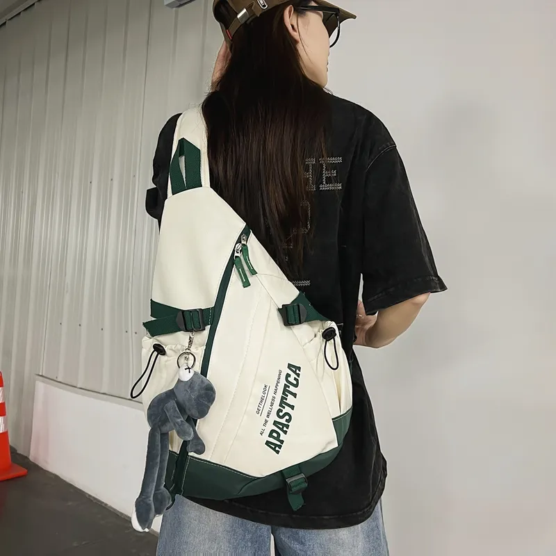 GOBLIN SHARKS 1759 Nylon Crossbody Bag Regular Unisex Black/Red/Green/Gray-2