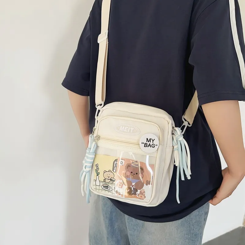 Alcohol Dragon Nylon Fabric Shoulder Bag Crossbody Bag Regular Unisex Black/White/Gray/Yellow/Blue/Purple-15
