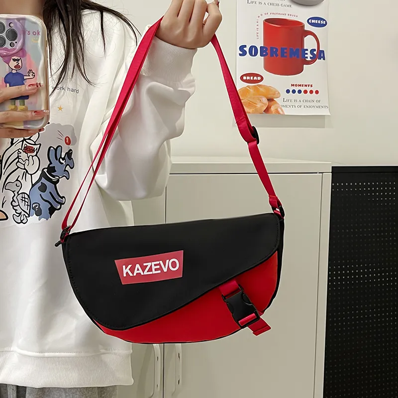 Alcohol Dragon Nylon Shoulder Bag, Crossbody Bag Regular Unisex Gray & Orange/Black & Red/Khaki & White/White & Black-34