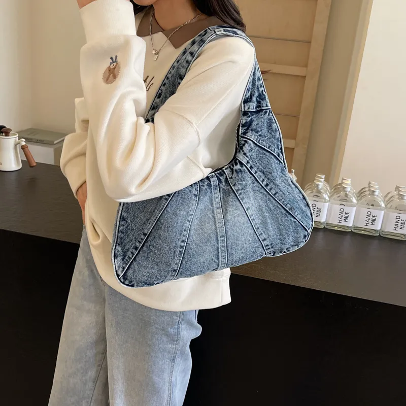 Alcohol Dragon Denim Shoulder Bag Women's Black/Light Blue/Dark Blue/Denim Blue-28