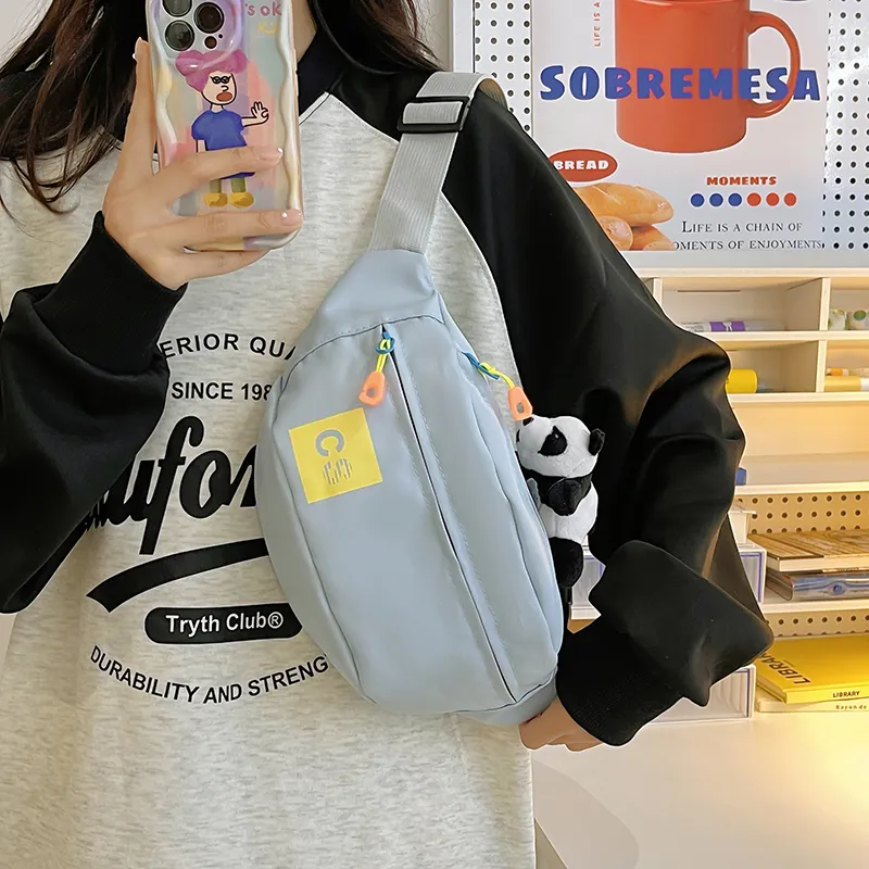 Alcohol Dragon Nylon Fabric Sling Bag Regular Unisex White/Blue/Black/Green/Black White Plaid-25