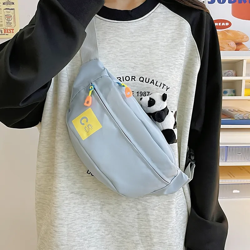 Alcohol Dragon Nylon Fabric Sling Bag Regular Unisex White/Blue/Black/Green/Black White Plaid-24