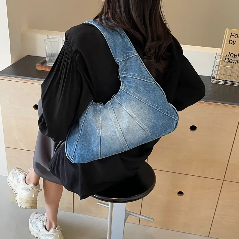 Alcohol Dragon Denim Shoulder Bag Women's Black/Light Blue/Dark Blue/Denim Blue-12