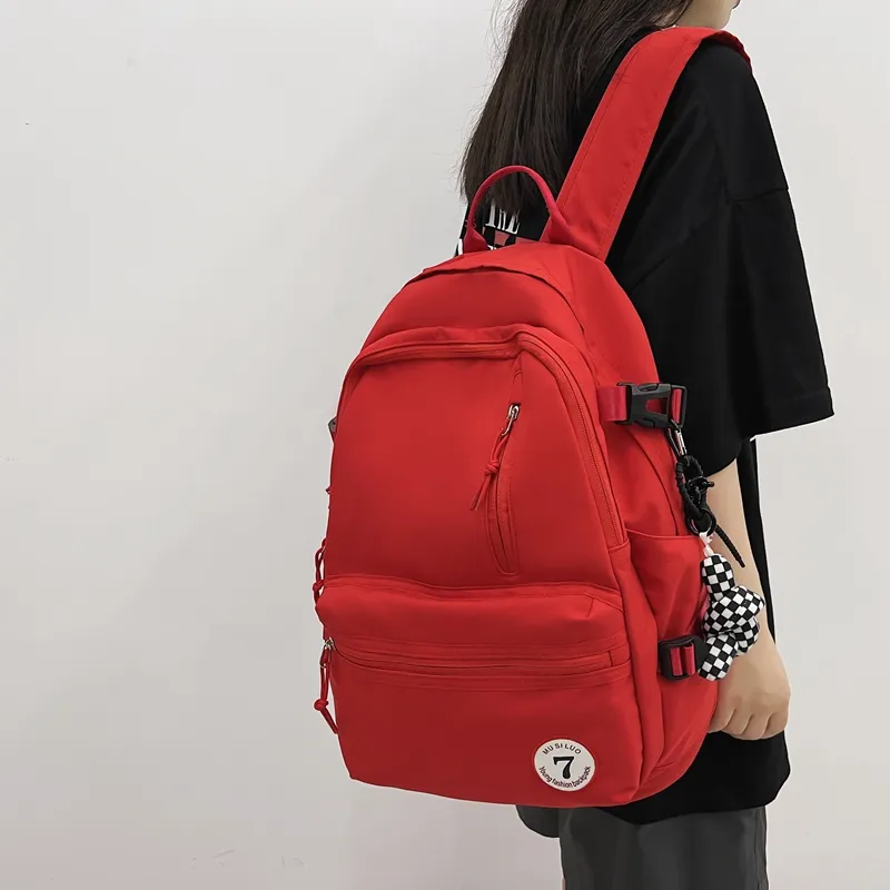 Alcohol Dragon Nylon Fabric Backpack Unisex Red/pink/black/white-1