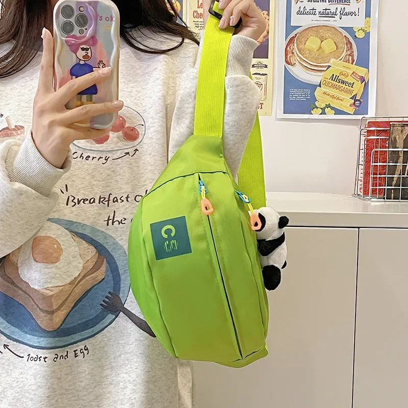 Alcohol Dragon Nylon Fabric Sling Bag Regular Unisex White/Blue/Black/Green/Black White Plaid-35