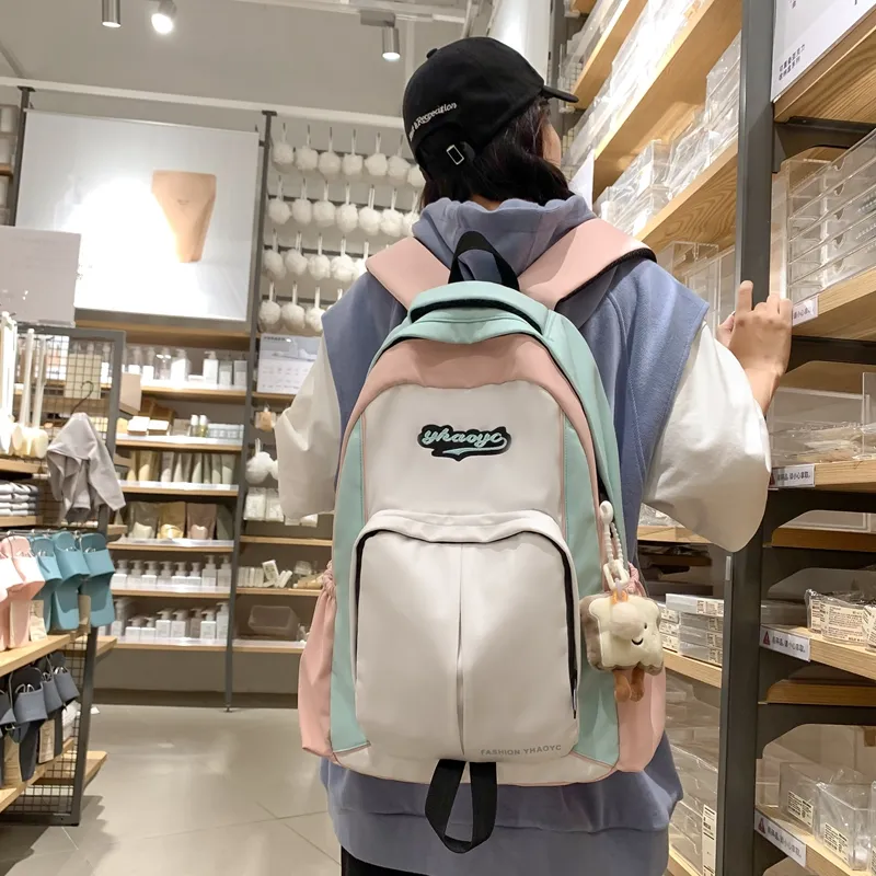 Alcohol Dragon Nylon Backpack Unisex Black/Brown & Light Blue/Pink/Gray-8