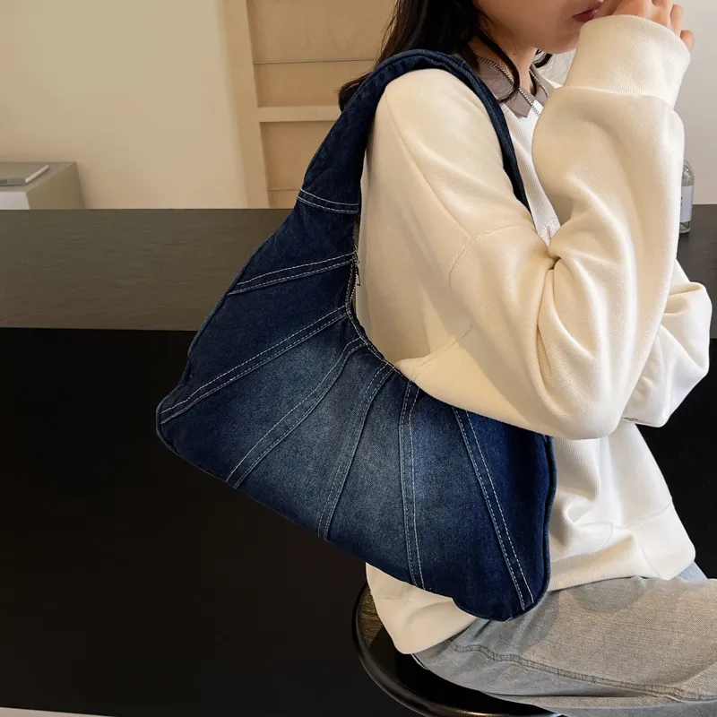 Alcohol Dragon Denim Shoulder Bag Women's Black/Light Blue/Dark Blue/Denim Blue-22
