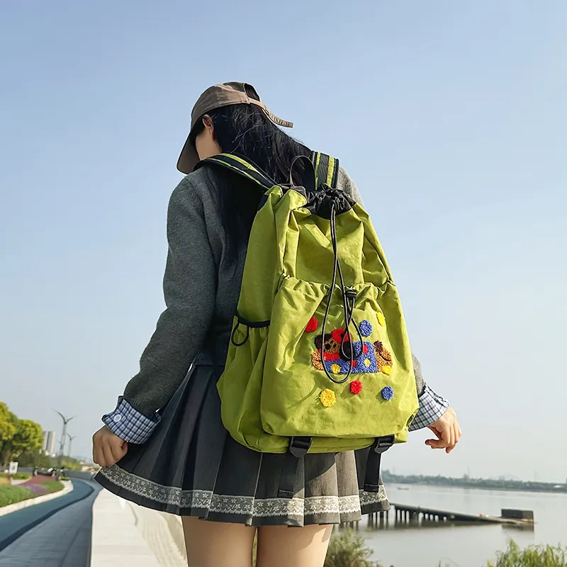 Alcohol Dragon Nylon Backpack Regular Women's Multicolor-19
