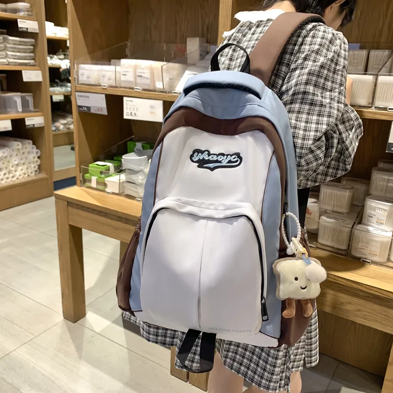 Alcohol Dragon Nylon Backpack Unisex Black/Brown & Light Blue/Pink/Gray-3