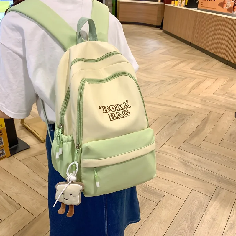 Alcohol Dragon Nylon Backpack Regular Unisex Black/Yellow Green/Blue Pink/Coffee/Red-2