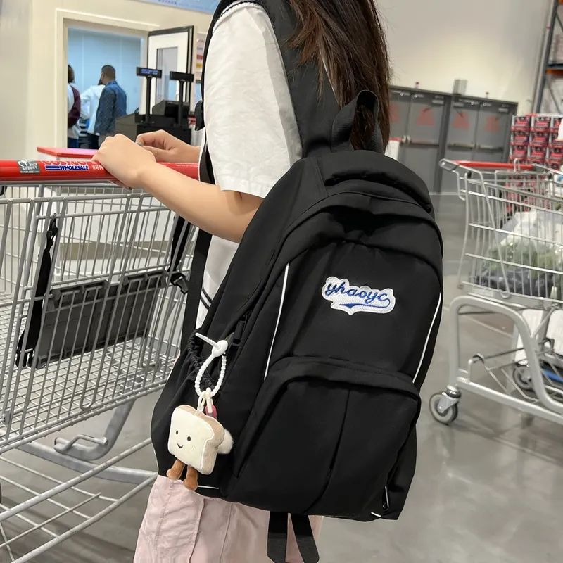 Alcohol Dragon Nylon Backpack Unisex Black/Brown & Light Blue/Pink/Gray-14