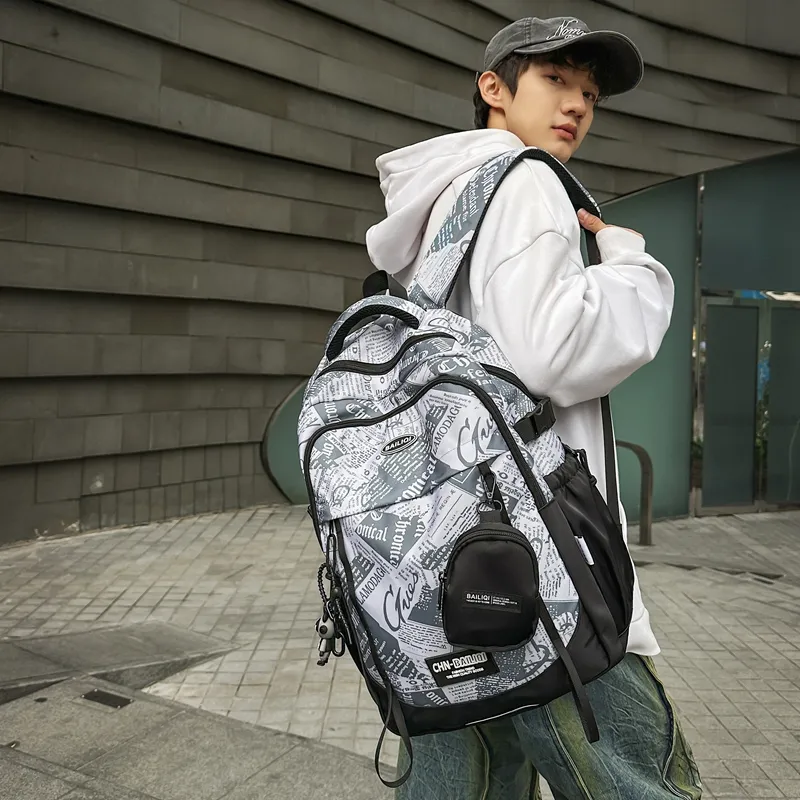 Alcohol Dragon Nylon Backpack Unisex Multicolor-24