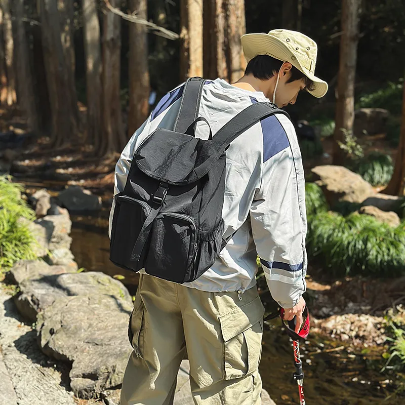 Alcohol Dragon Nylon Backpack Unisex Black/Orange/Khaki-3