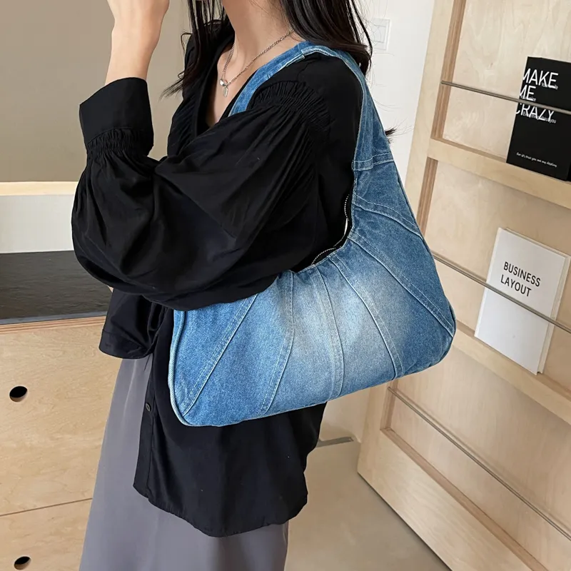 Alcohol Dragon Denim Shoulder Bag Women's Black/Light Blue/Dark Blue/Denim Blue-14