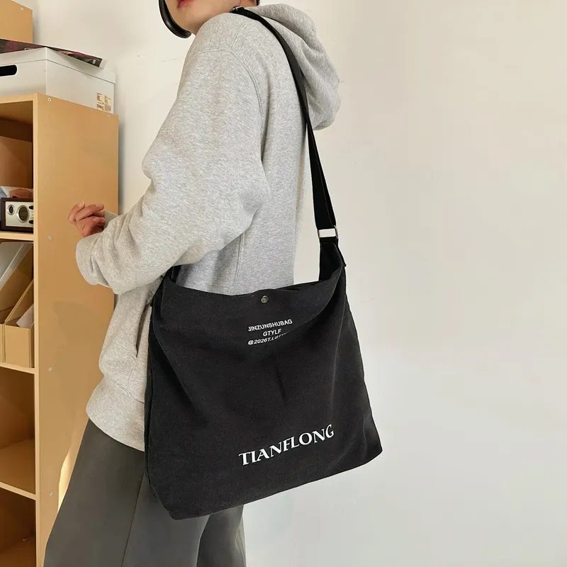 Alcohol Dragon Canvas Canvas Bag One Shoulder Handbag Unisex Black/Green Khaki Gray Red Brown-8