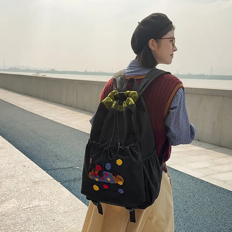 Alcohol Dragon Nylon Backpack Regular Women's Multicolor-5