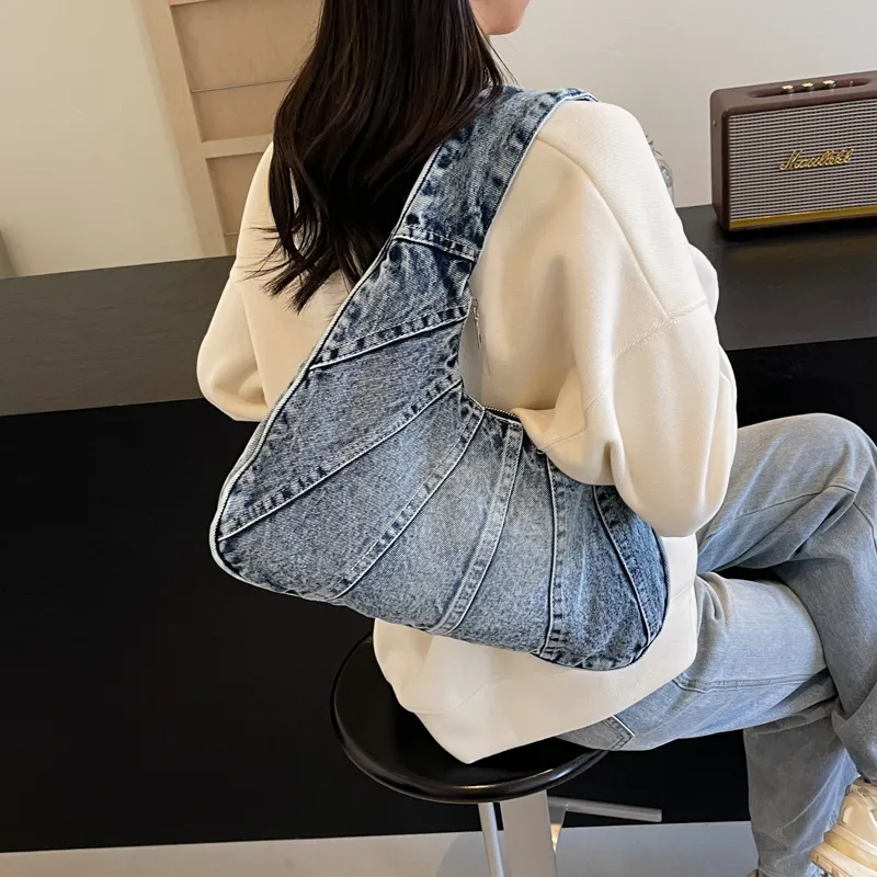 Alcohol Dragon Denim Shoulder Bag Women's Black/Light Blue/Dark Blue/Denim Blue-26