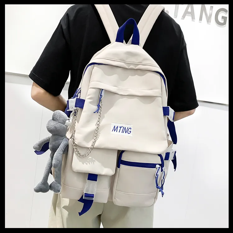 Alcohol Dragon Nylon Backpack Unisex Black/Red & White/Blue & White-10