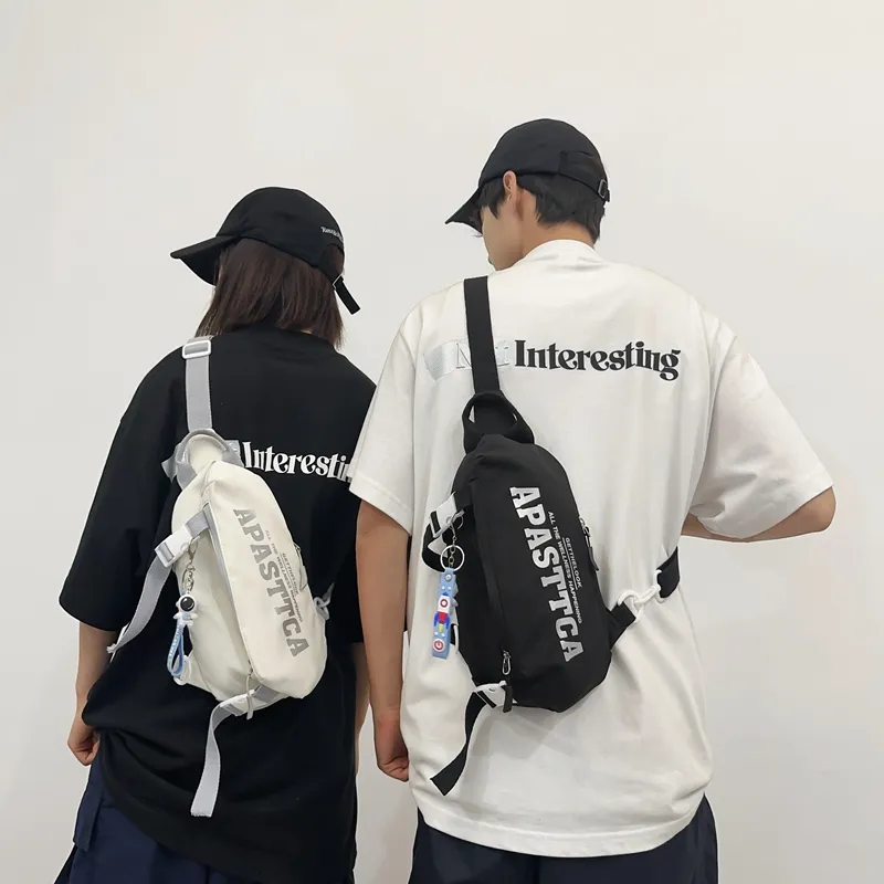 Alcohol Dragon Nylon Sling Bag Regular Unisex White Green/White Red/White Gray/Black-25
