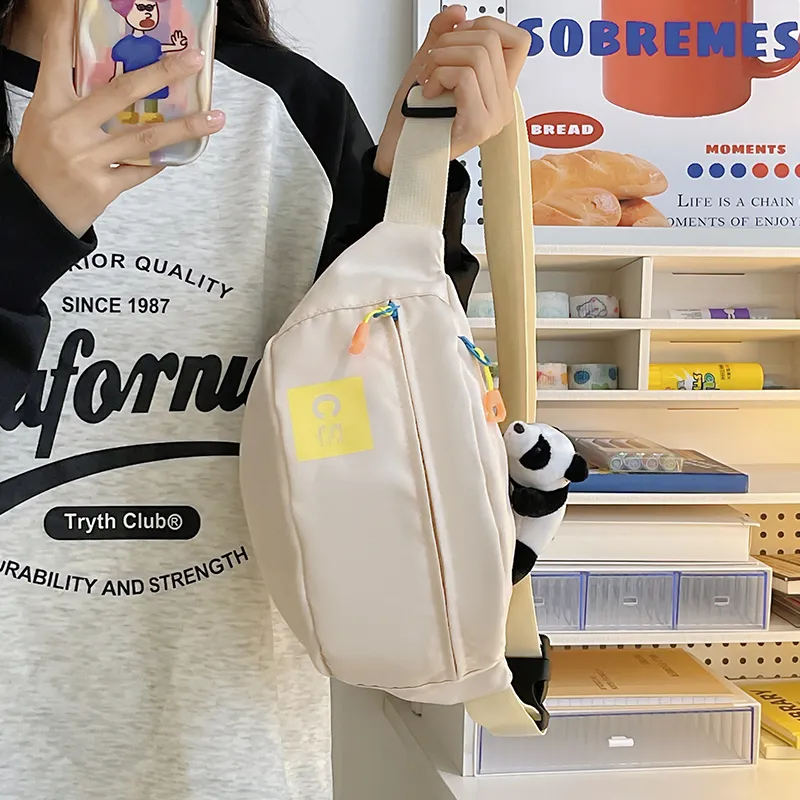 Alcohol Dragon Nylon Fabric Sling Bag Regular Unisex White/Blue/Black/Green/Black White Plaid-17