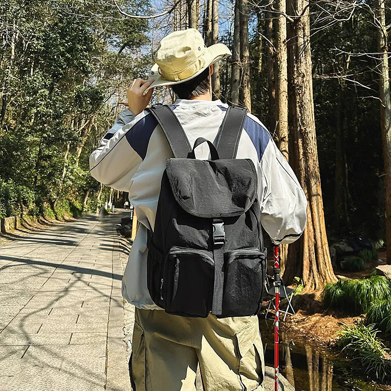 Alcohol Dragon Nylon Backpack Unisex Black/Orange/Khaki-5