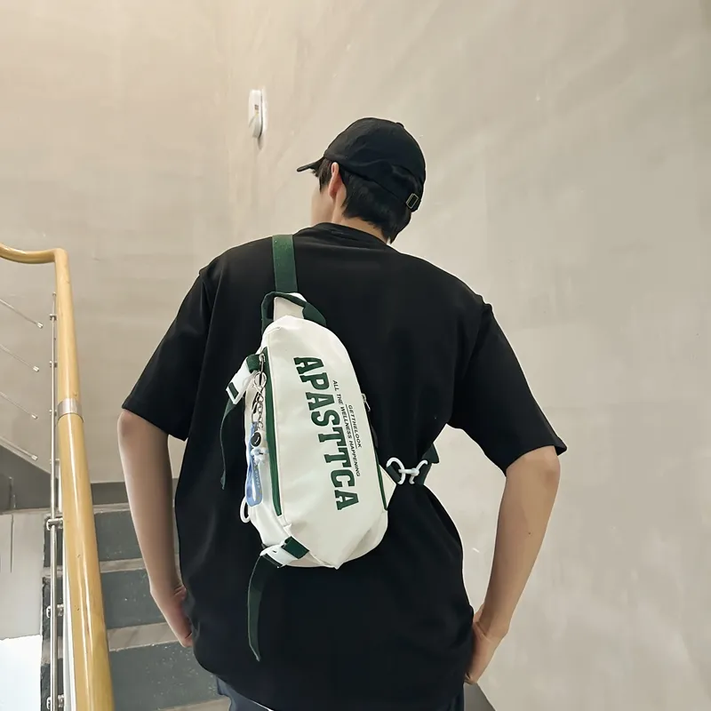 Alcohol Dragon Nylon Sling Bag Regular Unisex White Green/White Red/White Gray/Black-4