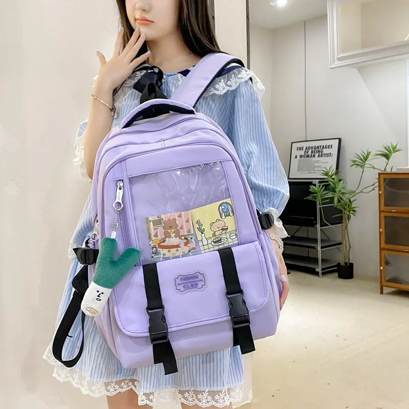 Alcohol Dragon Nylon Backpack Regular Unisex Green/Black/Pink/Purple-3