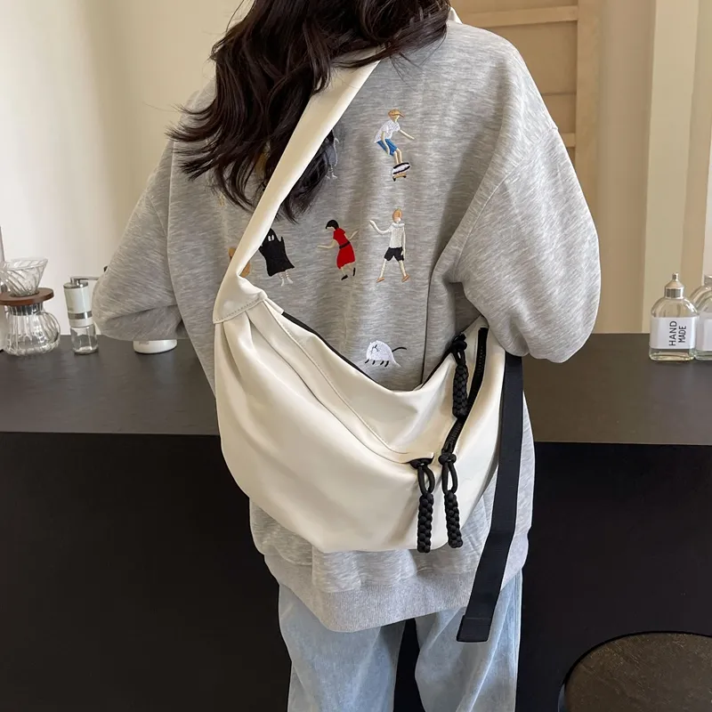 Alcohol Dragon Nylon Fabric Crossbody Bag Regular Unisex Black/White/Khaki/Red-22