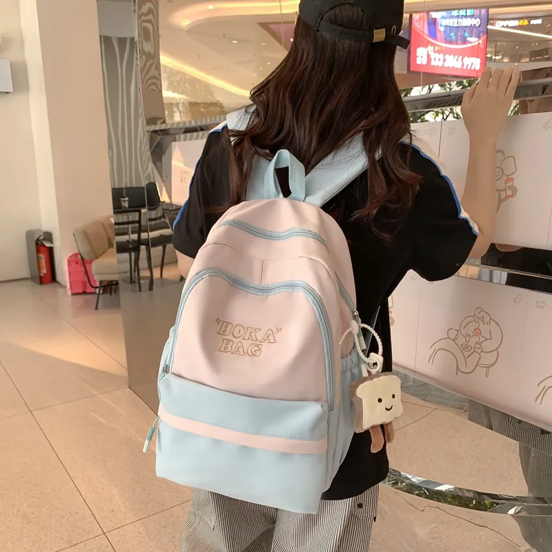 Alcohol Dragon Nylon Backpack Regular Unisex Black/Yellow Green/Blue Pink/Coffee/Red-10