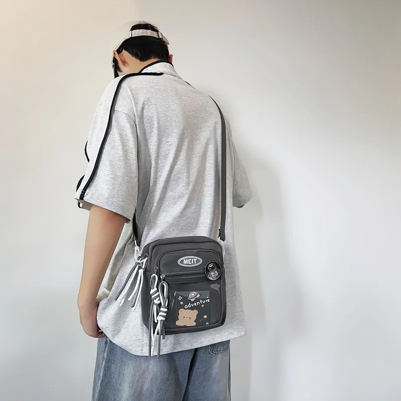 Alcohol Dragon Nylon Fabric Shoulder Bag Crossbody Bag Regular Unisex Black/White/Gray/Yellow/Blue/Purple-4
