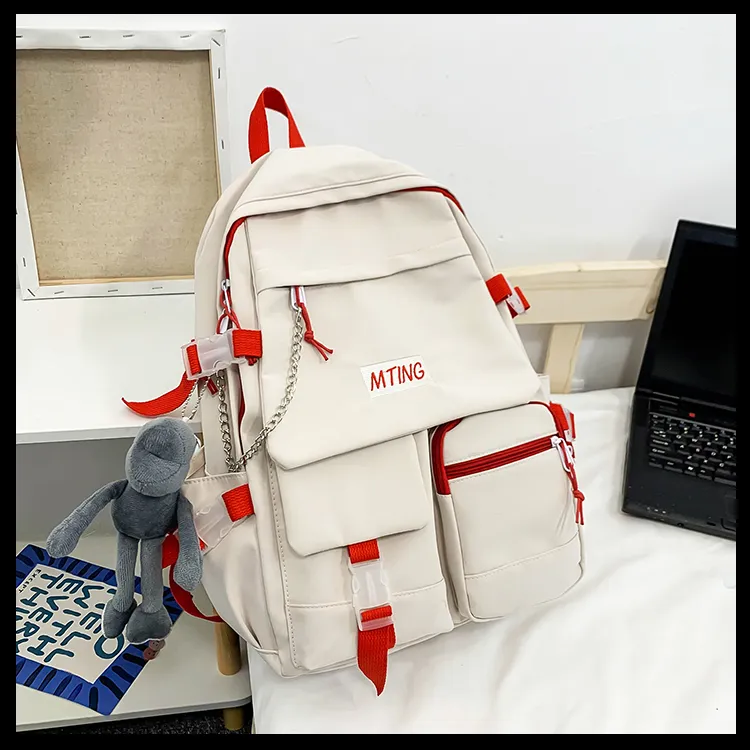 Alcohol Dragon Nylon Backpack Unisex Black/Red & White/Blue & White-8