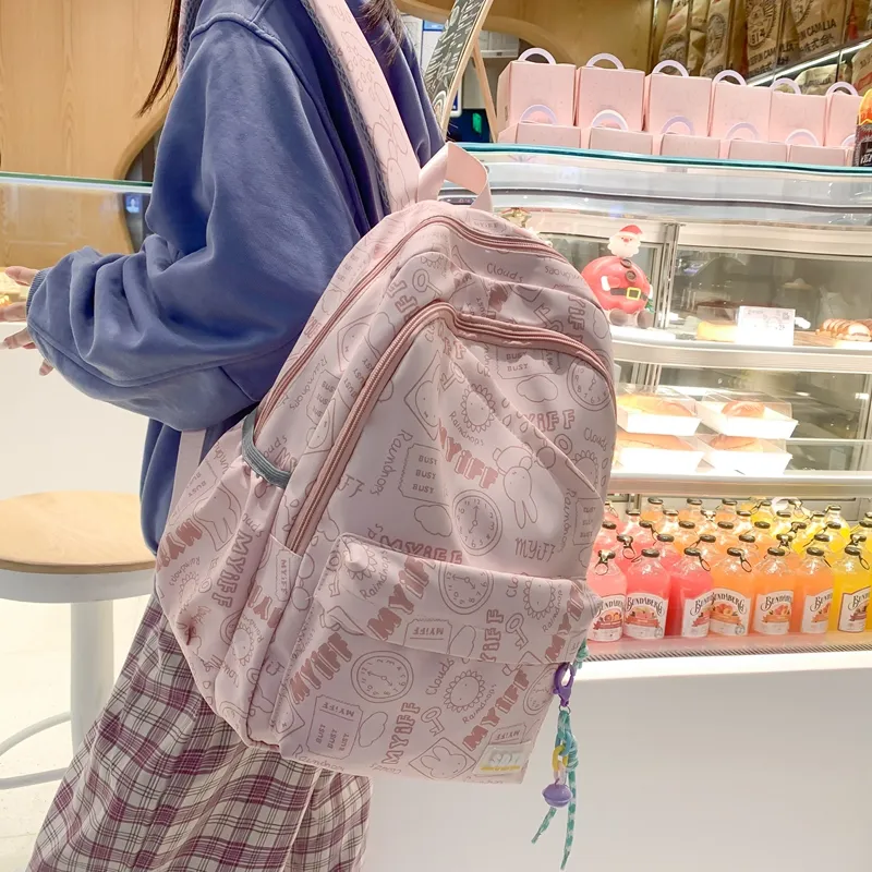 Alcohol Dragon Nylon Backpack Regular Women's Multicolor-15