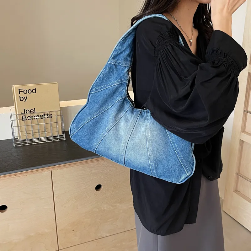 Alcohol Dragon Denim Shoulder Bag Women's Black/Light Blue/Dark Blue/Denim Blue-10
