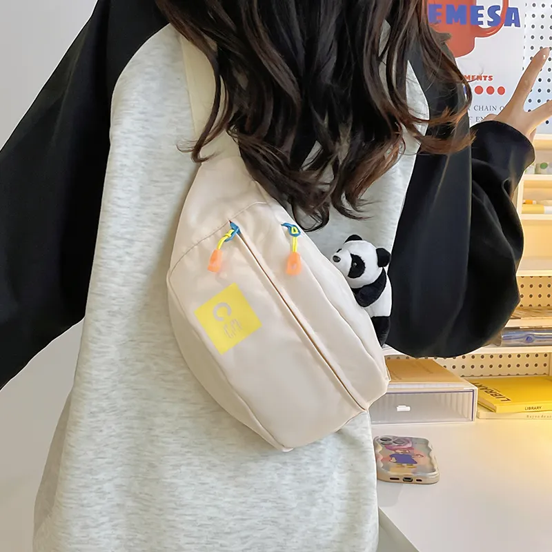 Alcohol Dragon Nylon Fabric Sling Bag Regular Unisex White/Blue/Black/Green/Black White Plaid-12